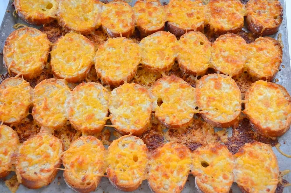 Baked Cheesy Bread on a baking sheet.