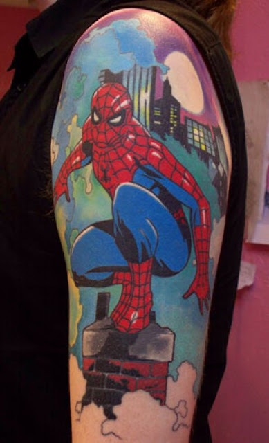 spiderman tattoo chest. spiderman tattoos. this