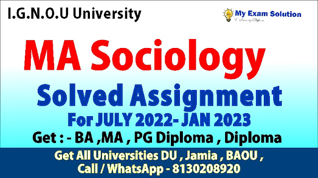 IGNOU MSO  Solved Assignment 2022-23 , MA Sociology assignment