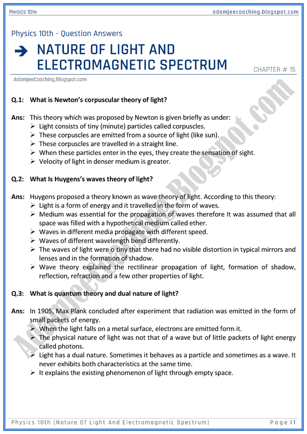 nature-of-light-and-electromagnetic-spectrum-question-answers-physics-10th