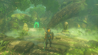 at the Master Sword pedestal with the Master Sword, you can see Hestu and a shrine in the background