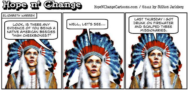 stilton’s place, stilton, political, humor, conservative, cartoons, jokes, hope n’ change, elizabeth warren, indian, dna test, pocahontas