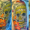 Tibetan Skull Tattoo : tibetan skull | Inspirational tattoos, Skull tattoo design ... - Beside the skull it shows a koi fish fighting with water stream and couple chrysanthemum flowers.