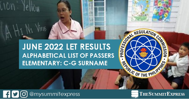 C-G Passers Elementary: LET Results June 2022