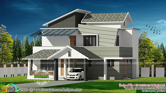 2042 sq-ft contemporary style house architecture