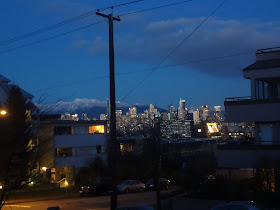 night view of downtown vancouver from kitsilano hill