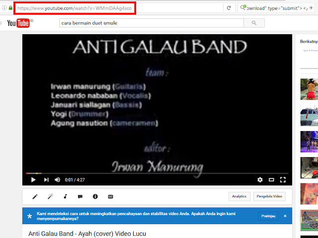 URL video youtube