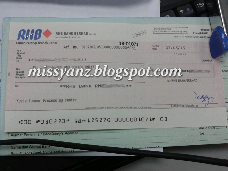 Shahayana: Bank Draft - Duit Hantaran