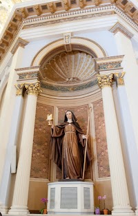 Two Wood-Carved Statues from Mussner G. Vincenzo Art Studio for a Californian Basilica