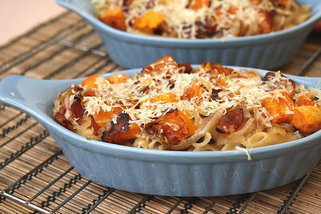 Roasted Butternut Squash and Bacon Pasta