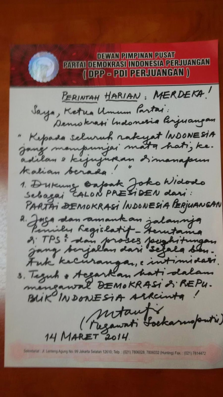 Contoh Surat Perakuan Ketua Ppp