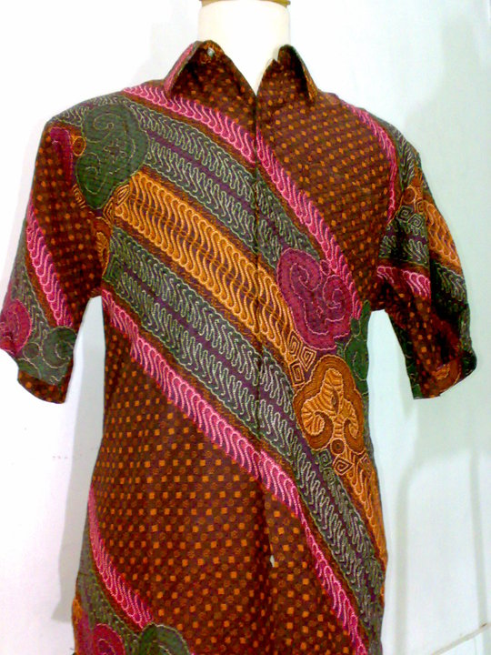 GROSIR BATIK BAJU BATIK PRIA HEM BATIK COKLAT PADUAN WARNA 