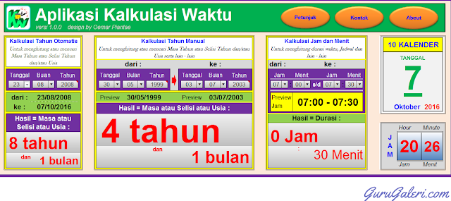 Aplikasi Kalkulasi Waktu Excel