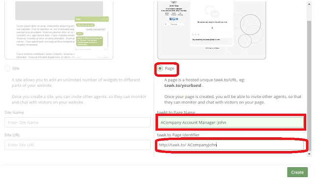 To create a new Tawk.to agent page