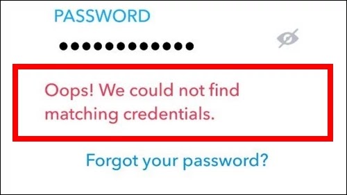 How To Fix Snapchat Oops! We Could Not Find Matching Credentials Problem Solved