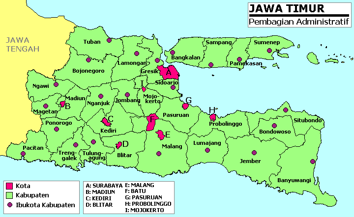  Peta Jawa Timur Lengkap Dengan Daftar 29 Nama Kabupaten 