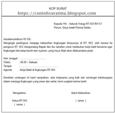 4 Contoh Surat Undangan Kerja Bakti RT - GUDANG CONTOH SURAT