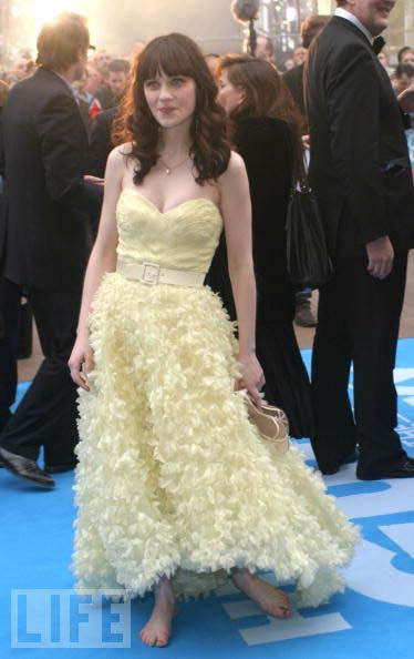 Pretty Dress Bare Feet 2005 Deschanel kicked off her shoes at the London 
