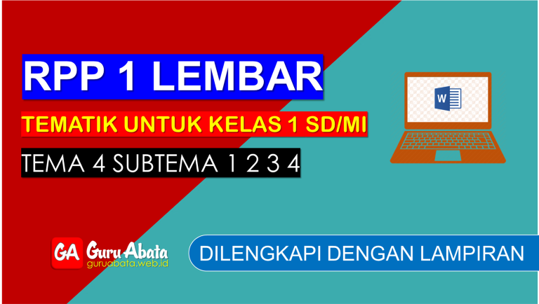 Contoh RPP 1 Lembar Kelas 1 Tema 4 Disertai Dengan Lampiran