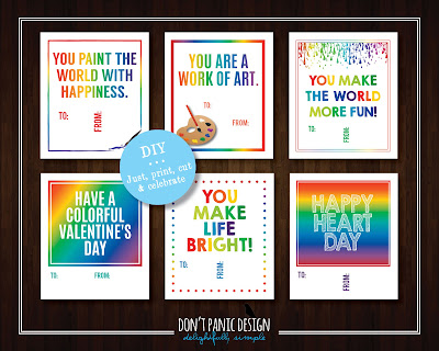 Art Valentine's, Paint Valentine's Day Card, Printable Valentine's, Print and Cut