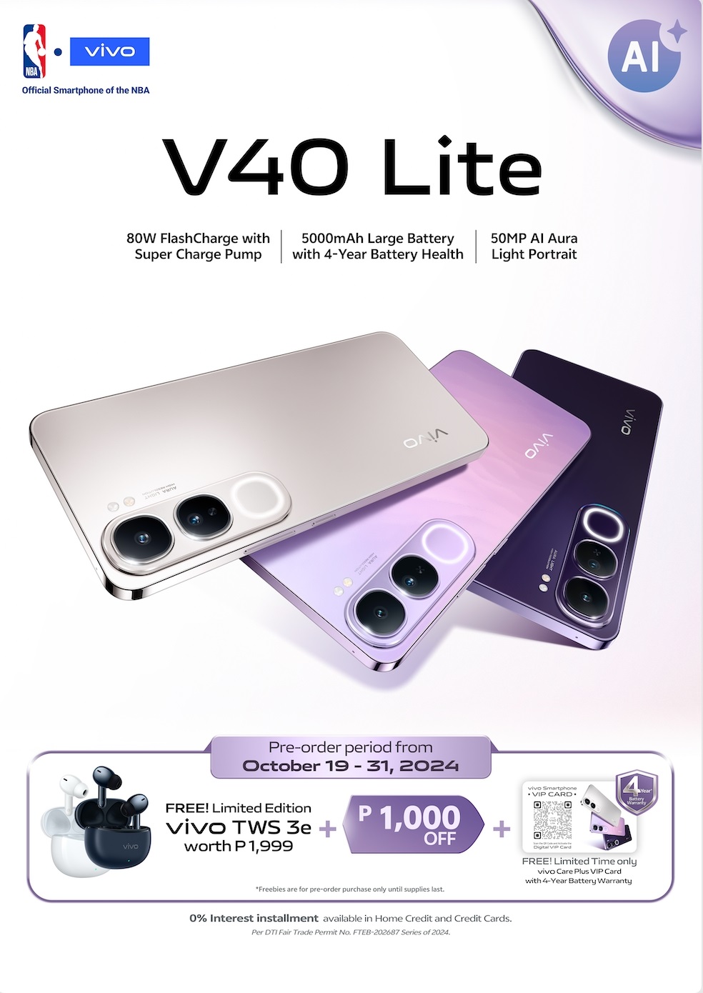 vivo V40 Lite with 5000mAh battery & 50-month Warranty for Only Php 13,999