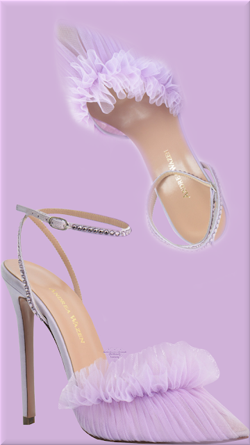 ♦Pastel purple Andrea Wazen Franca tulle crystal sandals #shoes #purple #brilliantluxury