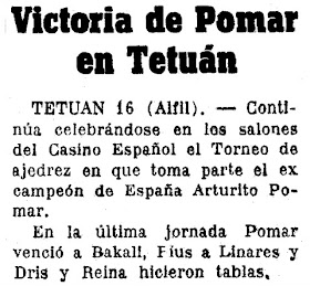 Torneo Nacional de Ajedrez Tetuán 1949, recorte de prensa