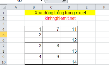 Cách xóa dòng trắng, trống trong excel