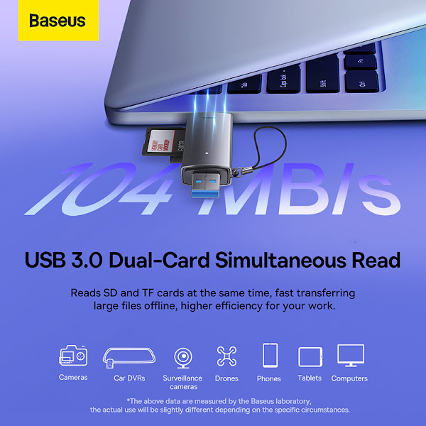 Đầu Đọc Thẻ Nhớ Đa Năng Tốc Độ Cao Baseus Lite Series USB-A and Type-C to SD/TF Card Reader Cho Smartphone/ Tablet/ Macbook/Laptop