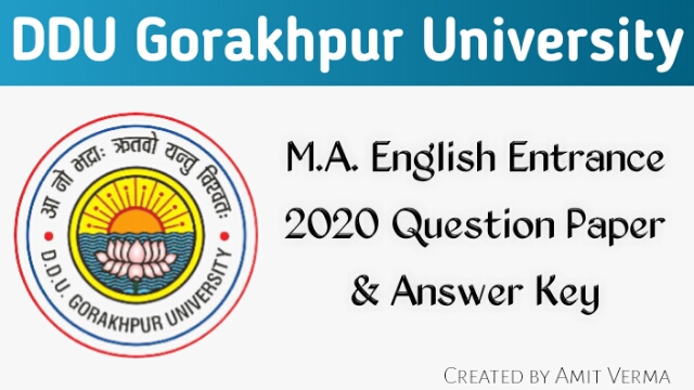 DDU M.A. English Entrance Exam Question Paper 2020 with Answer Key