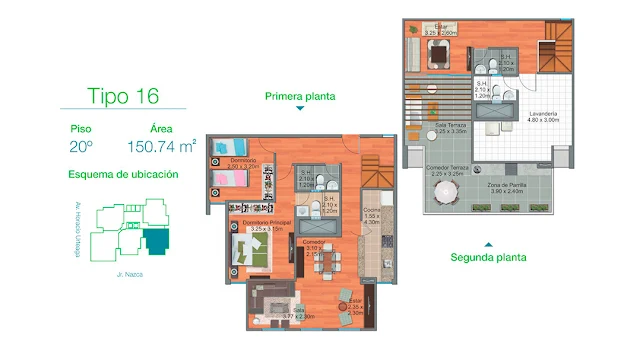 PLANOS DE DEPARTAMENTOS EN 150M2 DE 8M X 9M