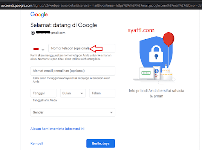 Daftar Email Gmail Baru Tanpa Verifikasi Nomor HP