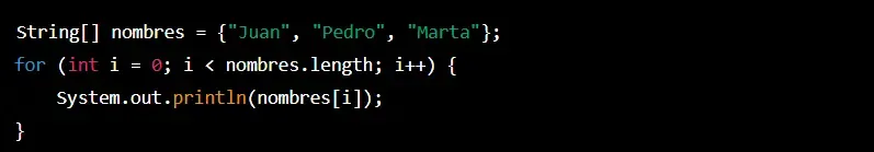 Ejemplo de bucle for en Java