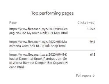 perfomance blog, google search console