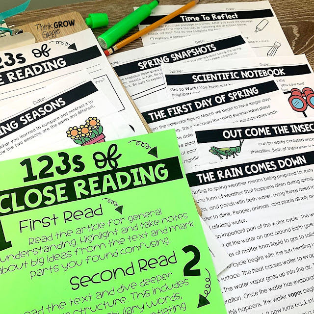 seasonal close reading activities for kids