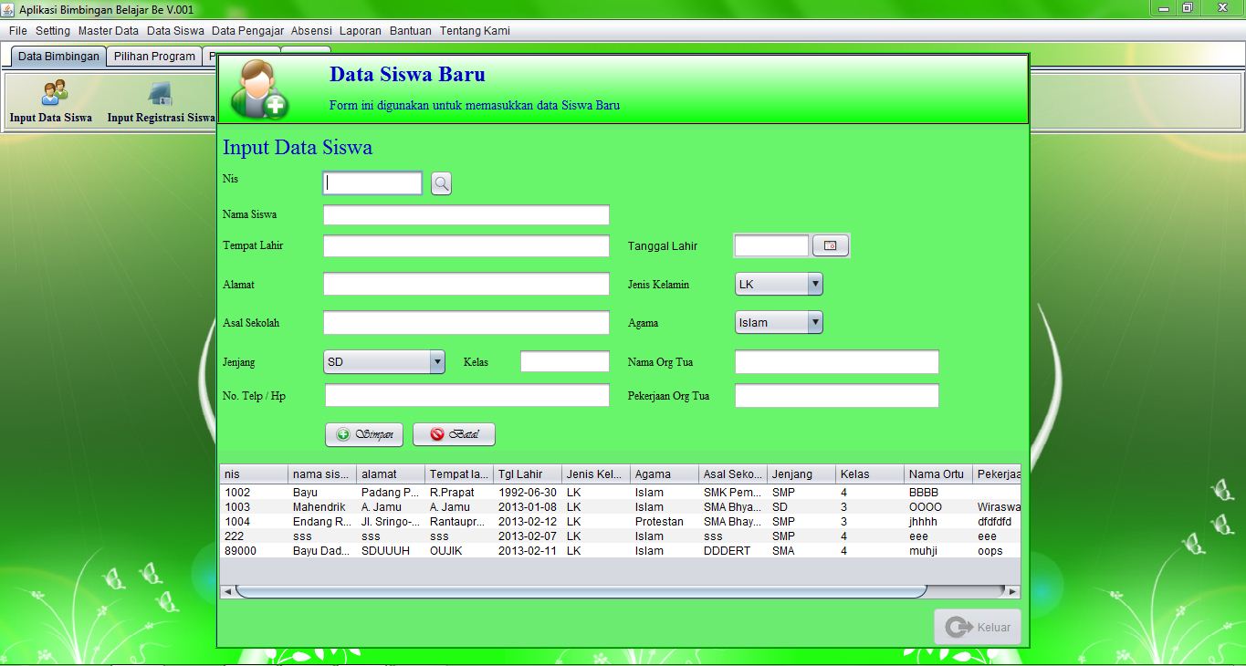 Dowload Sistem Informasi Bimbingan Belajar JAVA - Program 