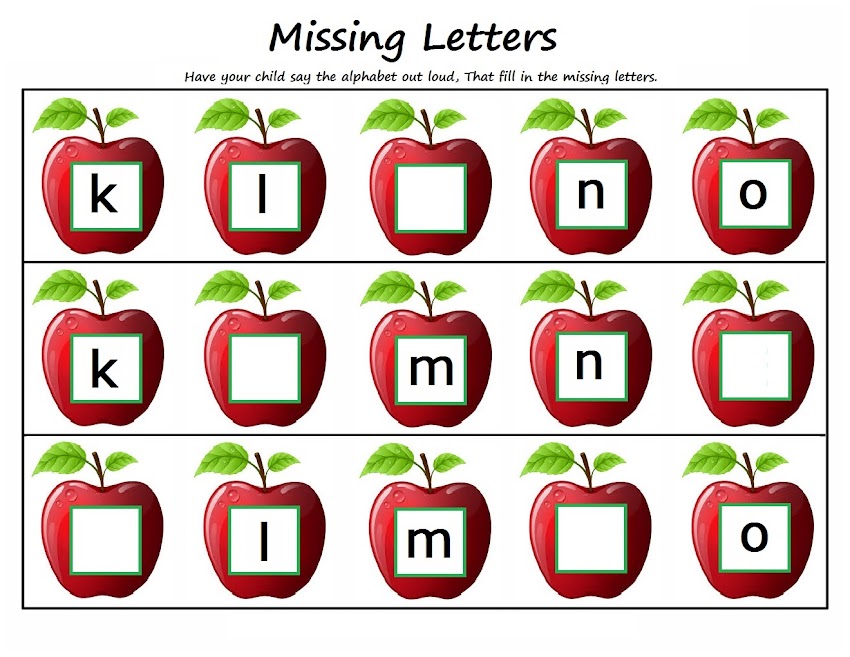 Kindergarten Worksheets - Missing Letters 