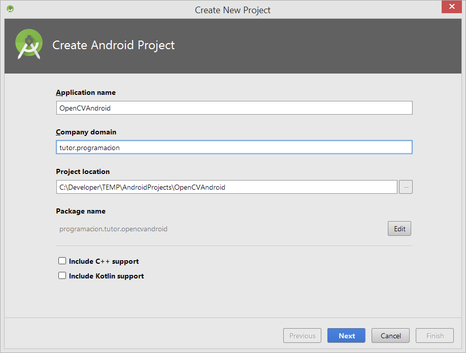 Android - Crear proyecto nuevo