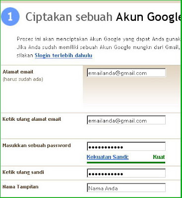 Ciptakan Account Blog