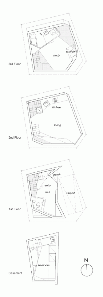 House of White Mineral Reflexion with Combine Rectangle and Hexagon Design