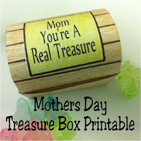Celebrate the treasure your mom is with a fun Treasure Box Printable that's perfect for Mother's Day.  Fill this printable with fun chocolate treasures or other candy treats for a real treat for mom.