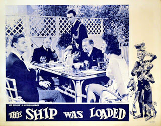 THE SHIP WAS LOADED. Estados Unidos. Lobby Card: 36 x 28 cms. Ilustración: Jack Davis. ¡A LA ORDEN, ALMIRANTE! Carry on Admiral. 1957. Reino Unido. Dirección: Val Guest. Reparto: David Tomlinson, Peggy Cummins, Brian Reece, Eunice Gayson, A.E. Matthews, Joan Sims, Lionel Murton, Reginald Beckwith, Desmond Walter-Ellis, Ronald Shiner.