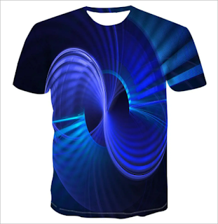 Summer Boys' New 3D Stereoscopic Technology Fashion Printed Men's Clothing T-shirt, Casual Fun Large Top Short Sleeve- with blue New 3D Stereoscopic  colors