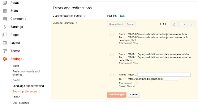 Redirect 301 permanente en blogger 