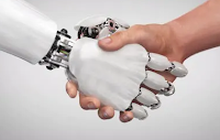 shaking hands, robot and human