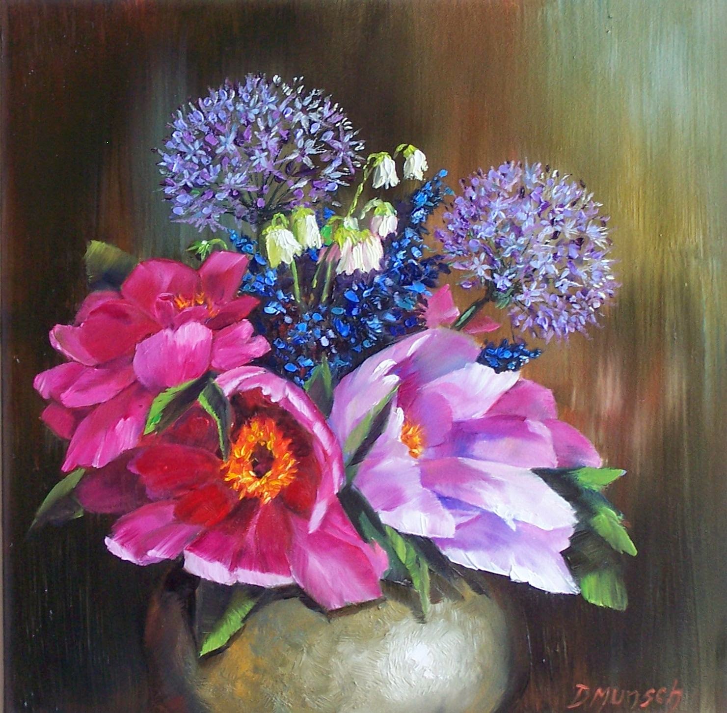 Donna Munsch Fine Art: Original Oil Painting Silver Vase ...