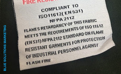 SAFETY COMPLIANT TO ISO 11612(EN531) AND NFPA 2112 STANDARDS ON FLAME RESISTANT GARMENTS