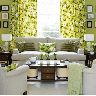 design, living room, bright colors, interior, table lamps, birds