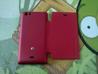 Leather Flip Cover Case Sony Xperia Miro ST23i Merah