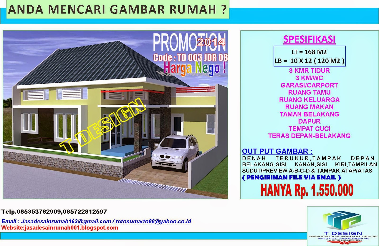 JASA DESAIN RUMAH T DESIGN DESAIN RUMAH UKURAN 10 X 12 M2